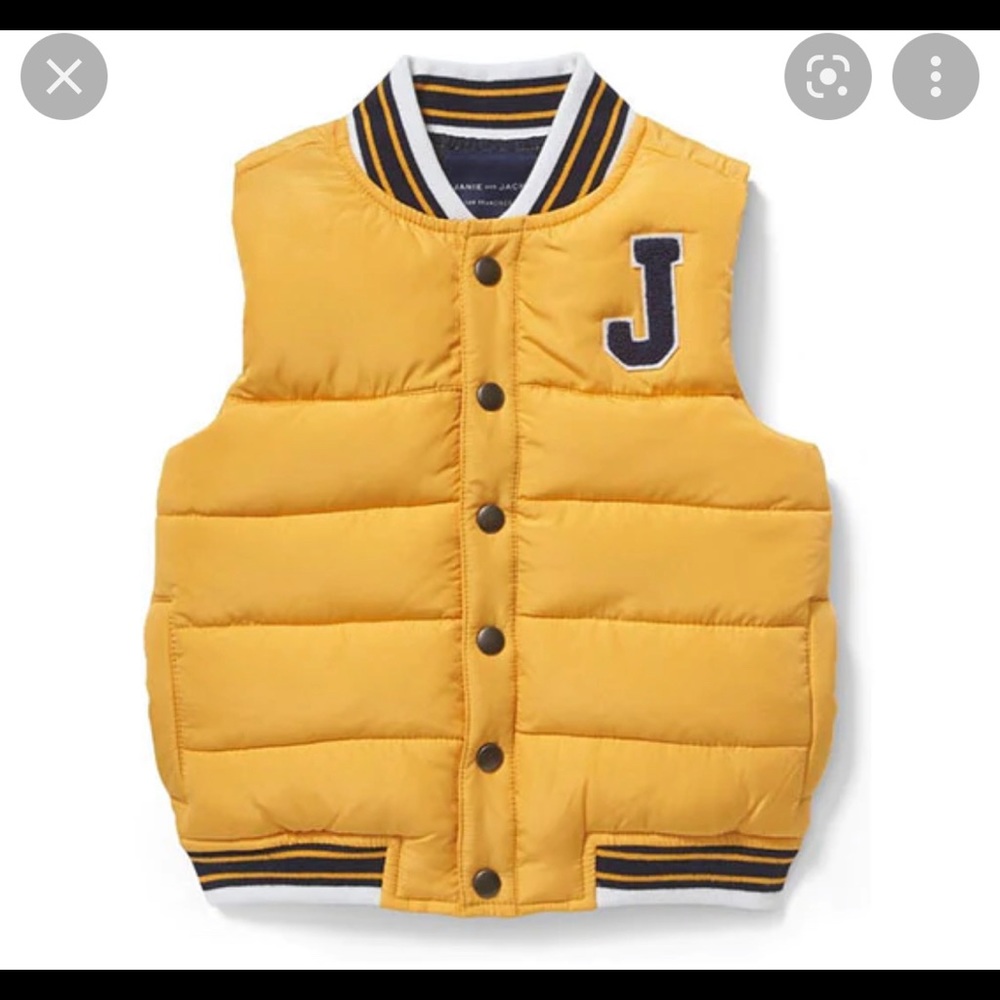 Janie and Jack yellow puffer vest. EUC.
